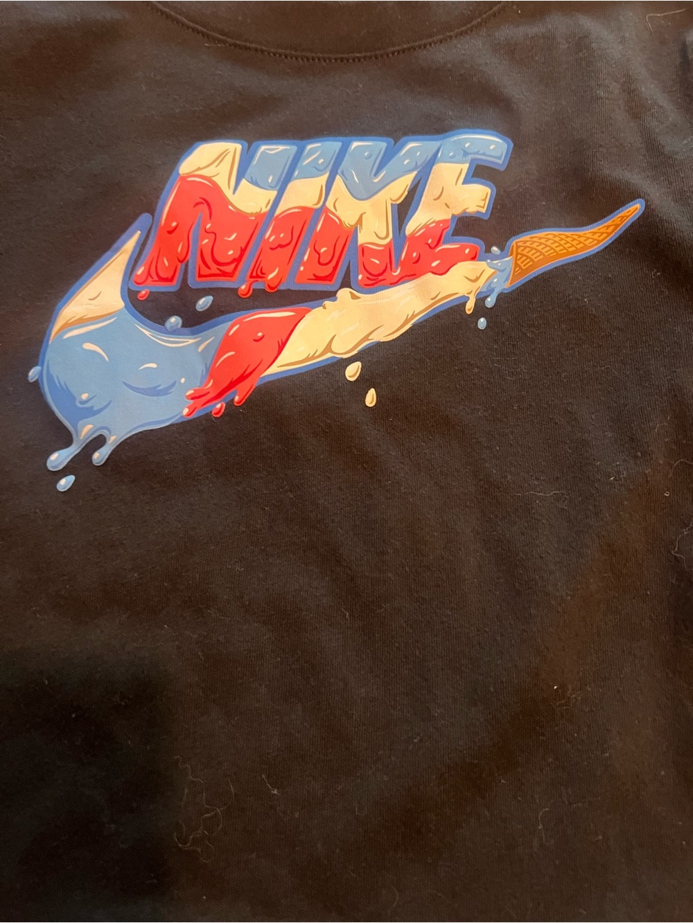 Nike Boys Graphic Tee Black Ice Cream Swoosh Shirt Size 5-6